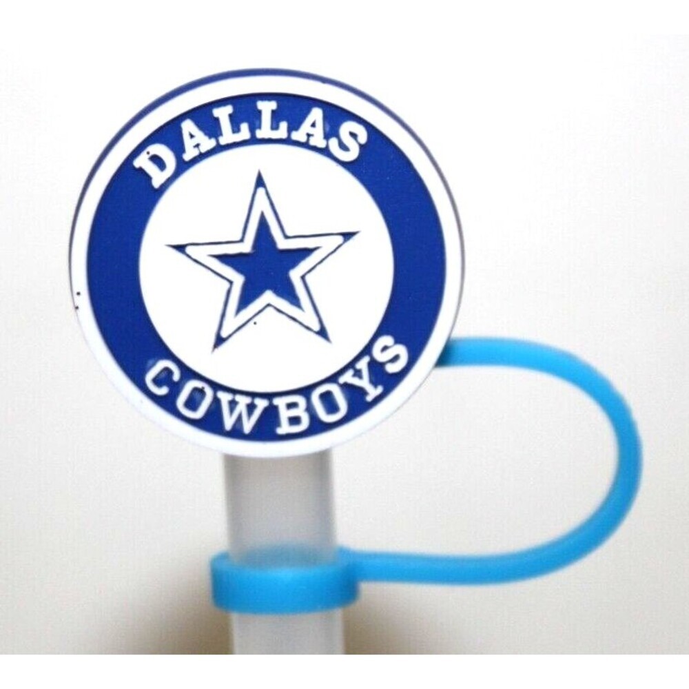 Sport Straw Cover Cap Football NFL Silicone Straw Dallas Cowboys Logo Lot 4